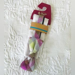 NWT Original Penguin By Munsingwear Pocket Square Plaid Purple Green Bow Tie Set